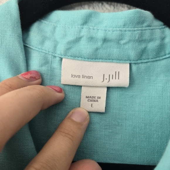 J Jill L love linen‎ Teal Boxy Button Up Tank Top Mother of Pearl - Picture 5 of 6